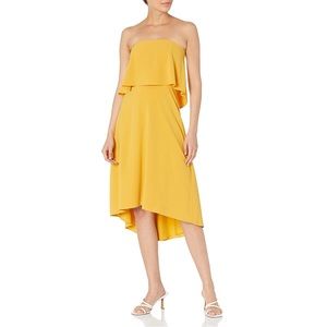 Halston Heritage Strapless Cocktail Dress, Yellow/Gold, Size 4